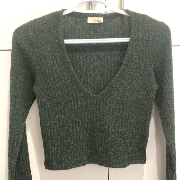 Wilfred Free Aritzia Cropped Sweater - Gray Rib Knit - Size Small - Picture 1 of 11